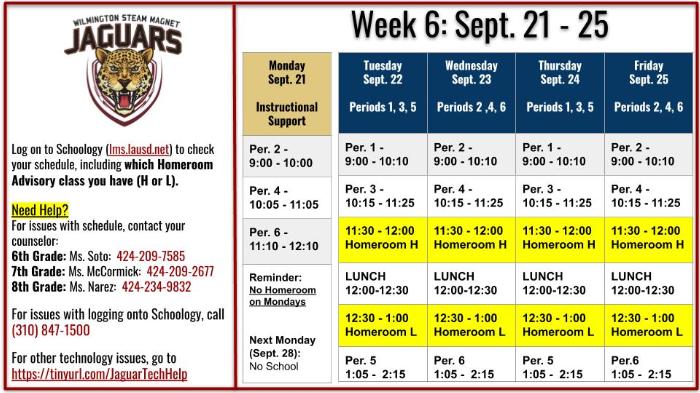 Week 6 Schedule (Sept. 21 - Sept. 25) - News and Announcements